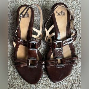 Soft Brown Strappy Women's Heeled Open Toe Sandal - Size 9